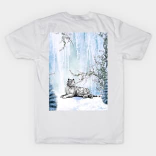 Snow tiger in a winter landscape T-Shirt